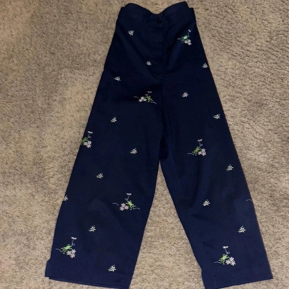 Navy Bottoms with Floral Embroidery - Picture 2 of 8